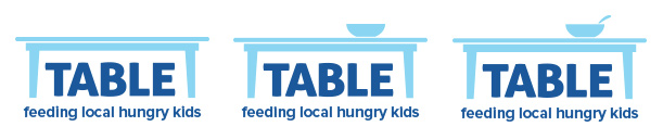 The table-only version of the logo was nice and clean, but the addition of the bowl (and eventually, spoon) added a human touch and cemented the logo as a visual reminder of how TABLE serves the community.