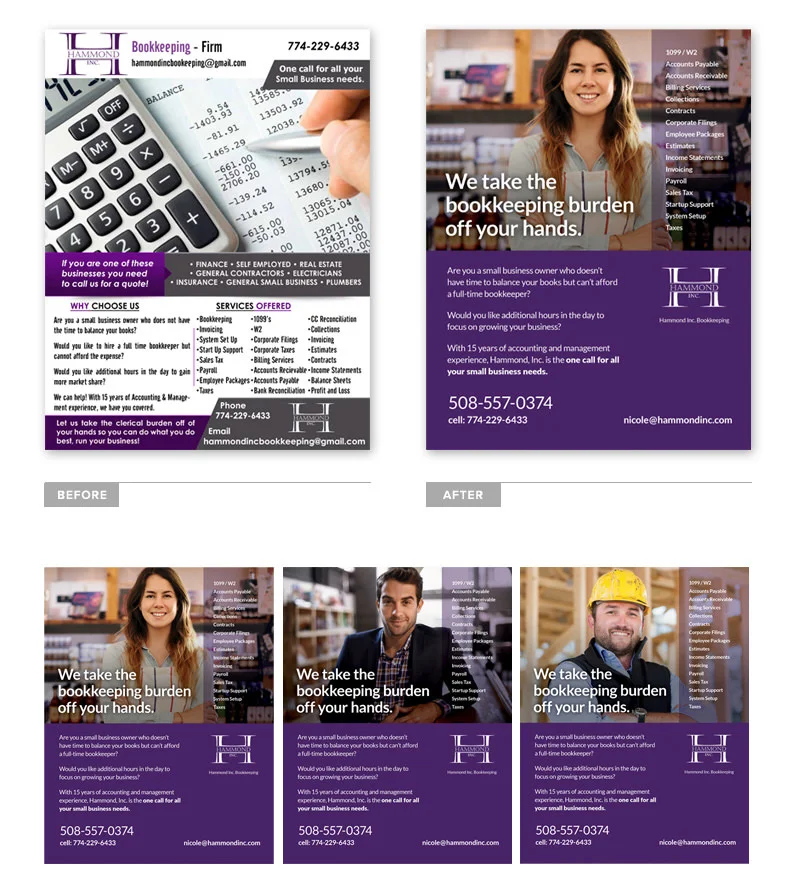 The new design includes multiple images so Hammond can better target their markets such as retail, food service, and construction.