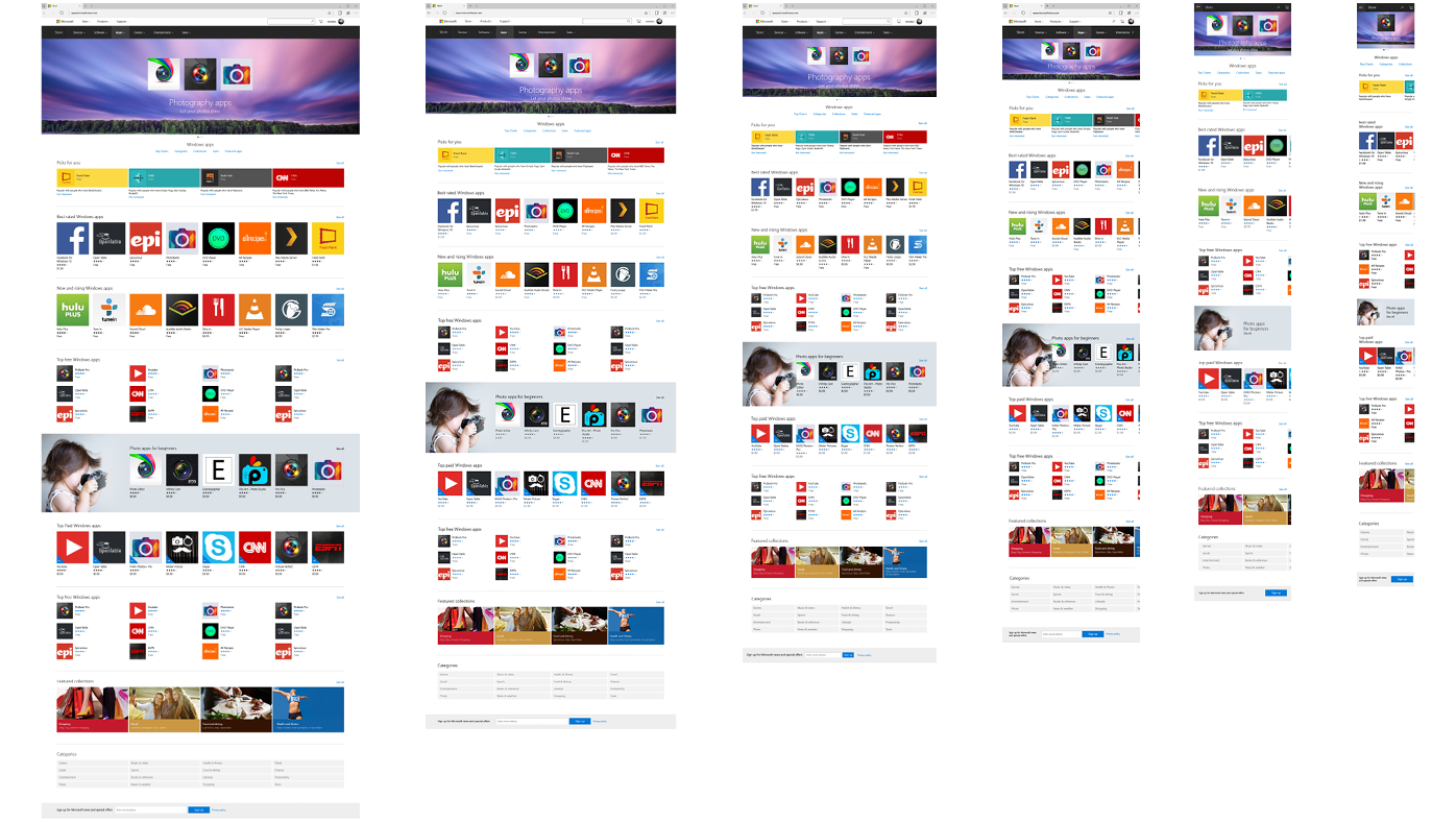 Category page across Viewport 6-1: screen sizes +2048 to 320px
