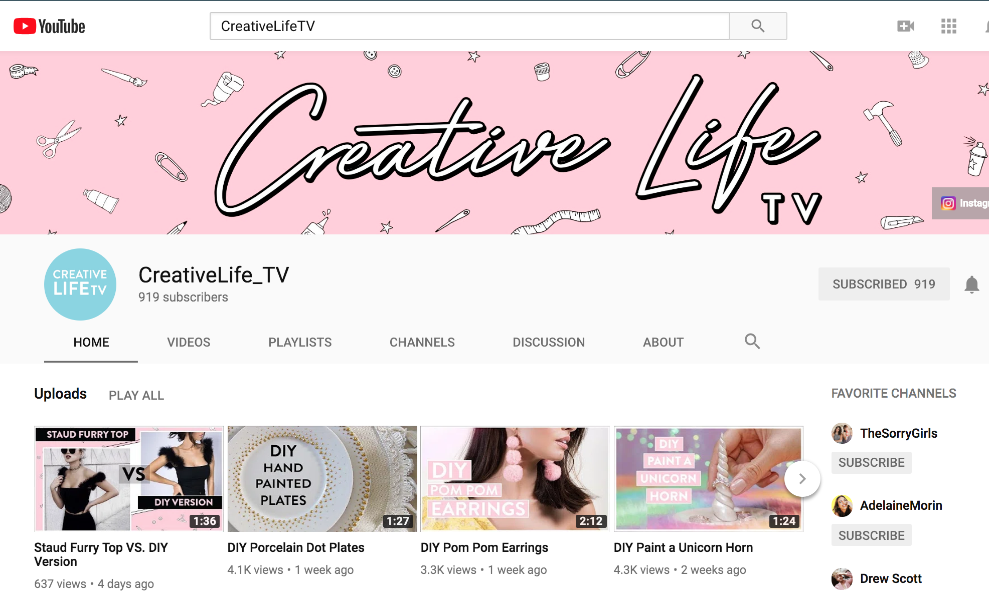 CreativeLifeTV - Channel Management * YouTube Channel Setup / Strategy * Weekly video uploads & optimization on YouTube * Thumbnail design creation * Sharing on Facebook / Instagram / Pinterest 