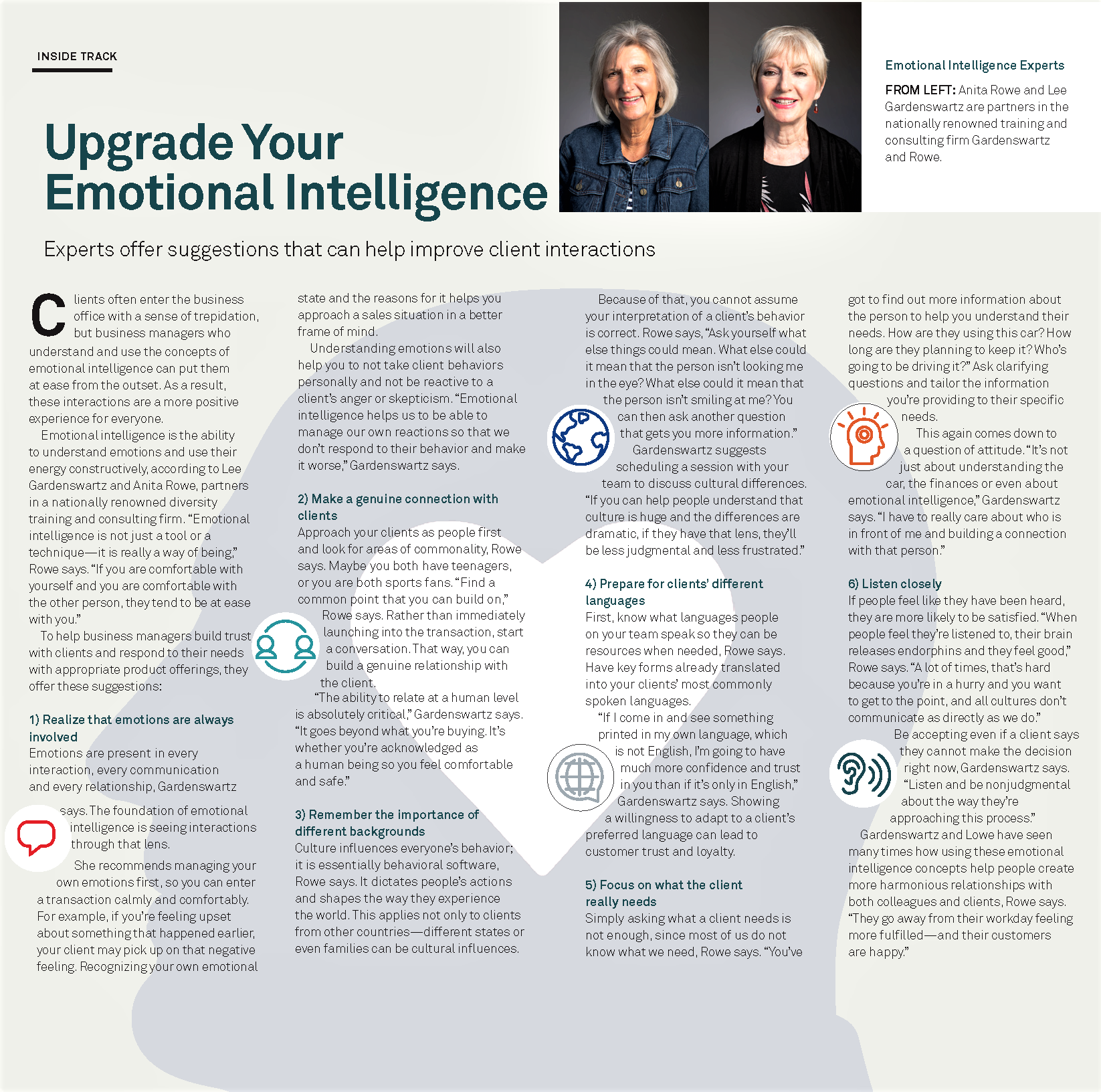 EIDI offers suggestions in Outlook magazine that can help improve client interactions
