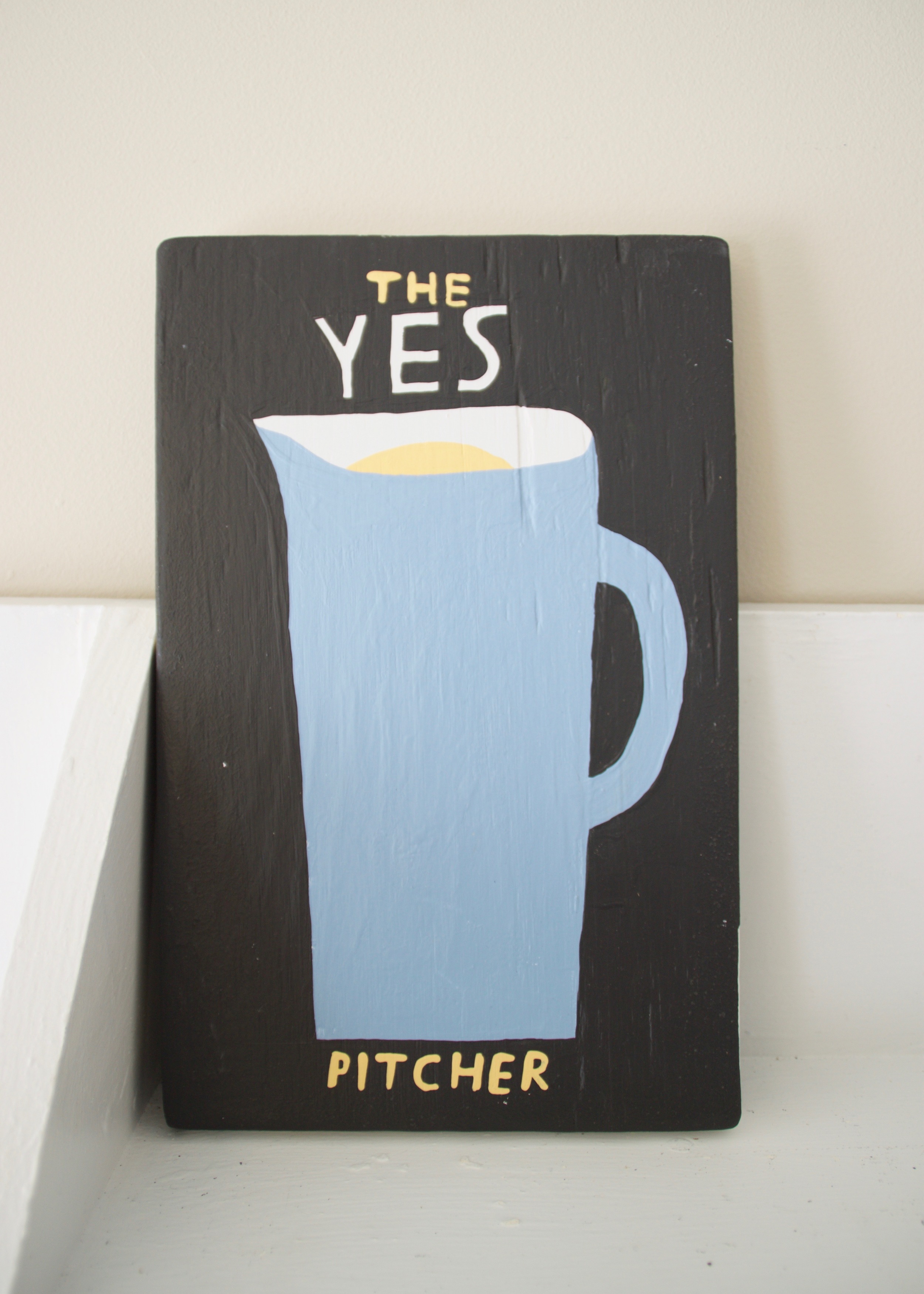   A Book Called A Pitcher Of Yes , 2016 &nbsp; &nbsp; &nbsp; &nbsp; &nbsp; &nbsp; &nbsp; &nbsp; &nbsp; &nbsp;&nbsp; acrylic, wood |&nbsp;11 x 17 in. 