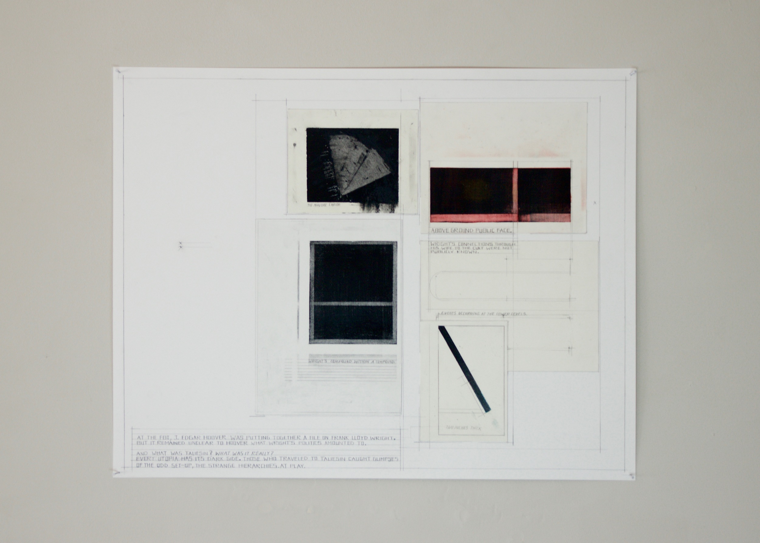 FBI, Frank Lloyd Wright , 2016 graphite, crayon, colored pencil and collage on paper | 19 x 24 in.