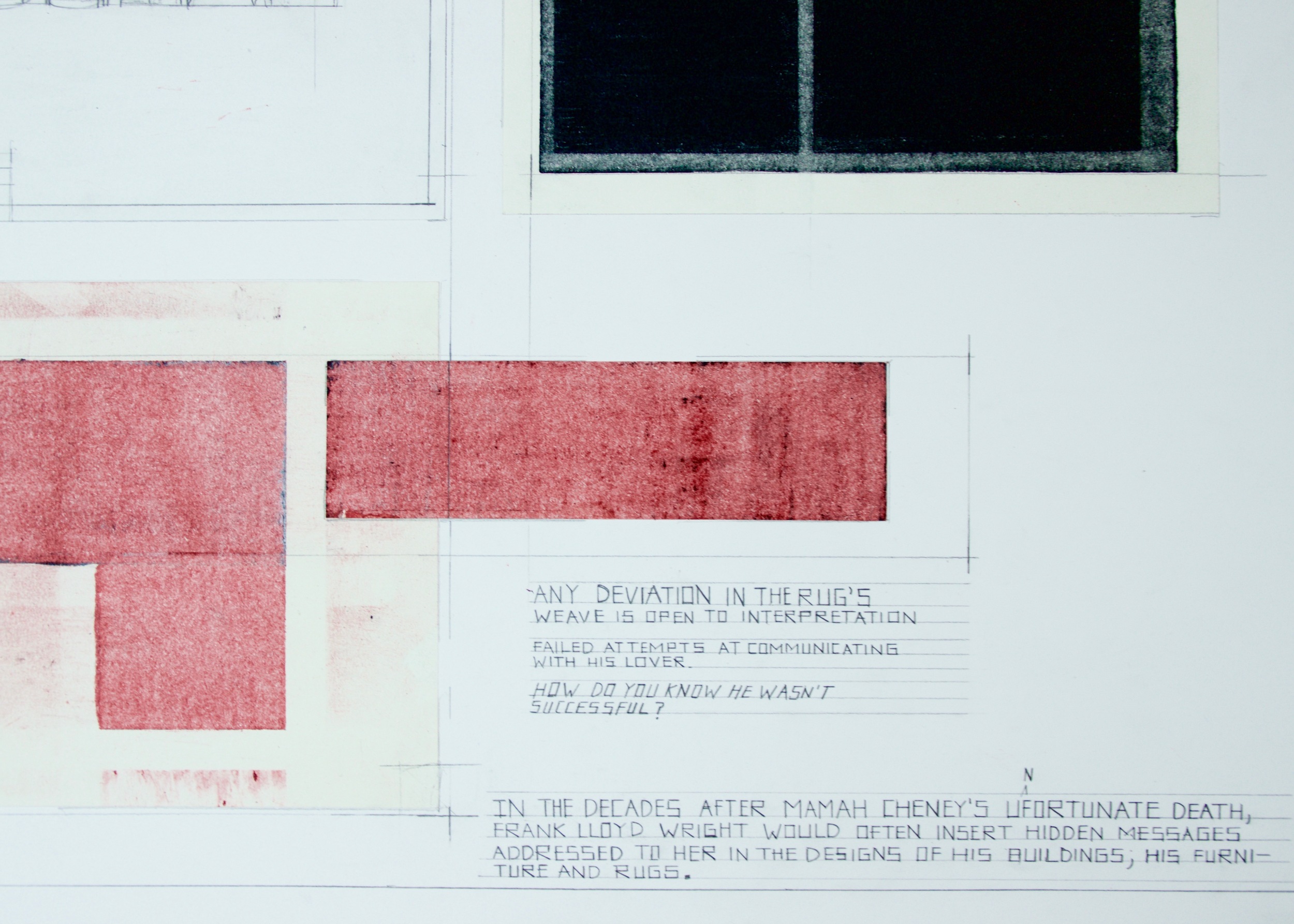 Any deviation in the rug's pattern is open to interpretation. (detail), 2016 graphite, crayon, colored pencil and collage on paper | 24 x 19 x 1/2 in.
