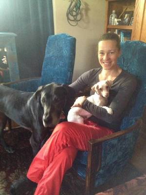 This is Abby enjoying her new time with her new family. She's got a new mommy, daddy, baby sister and little poodle to play with. Very lucky indeed. 