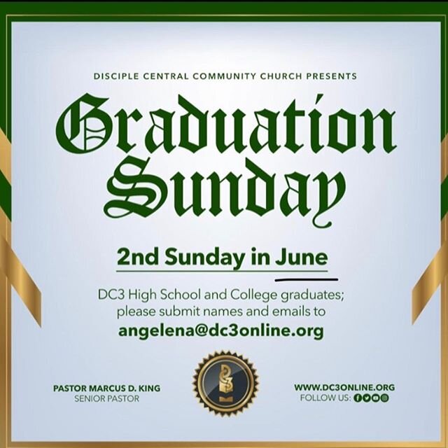 To all my @dc3online Children and Youth / Parents ...PLEASE SIGN YOUR STUDENT UP SO THAT WE CAN CELEBRATE THEM ..... please contact angelena@dc3online.org .....