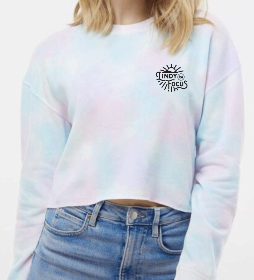 Crop Sweatshirt - Blue & Pink Tie Dye
