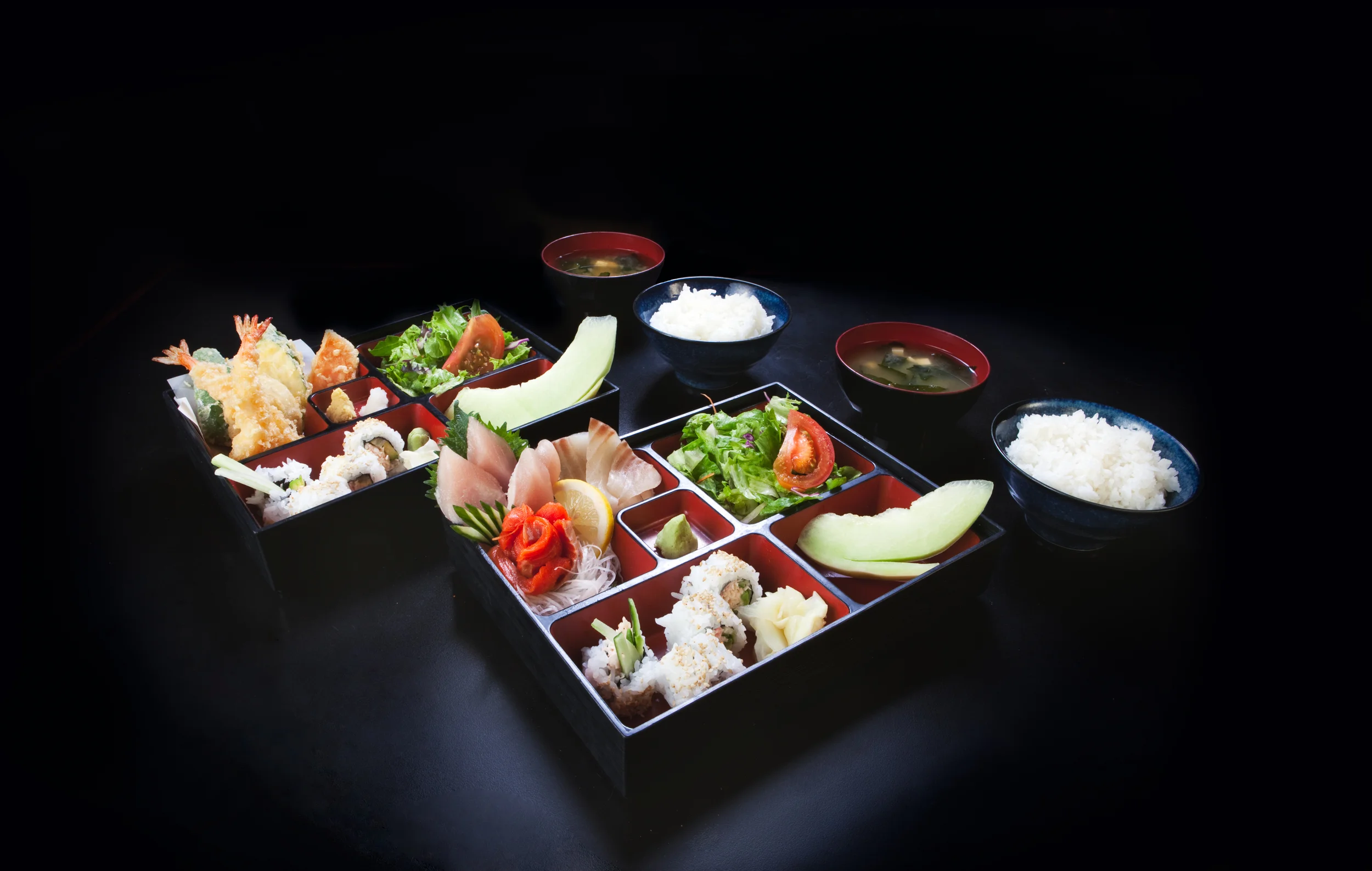 Tempura Gozen and Sashimi Gozen