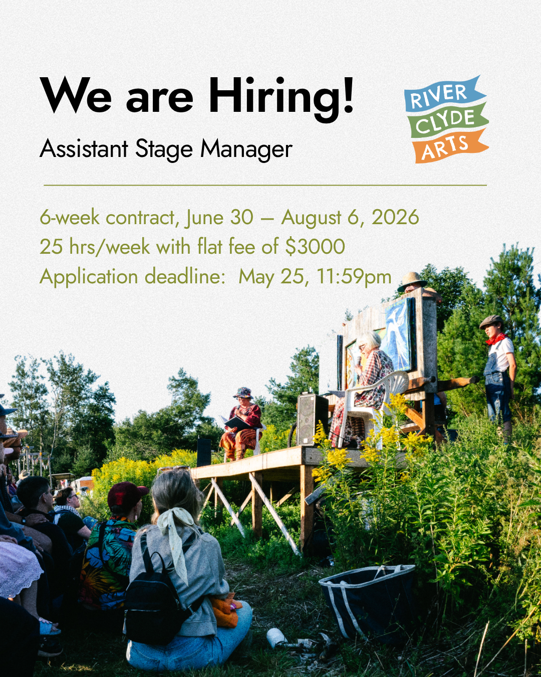 We're hiring an Assistant Stage Manager for the River Clyde Pageant 2026!