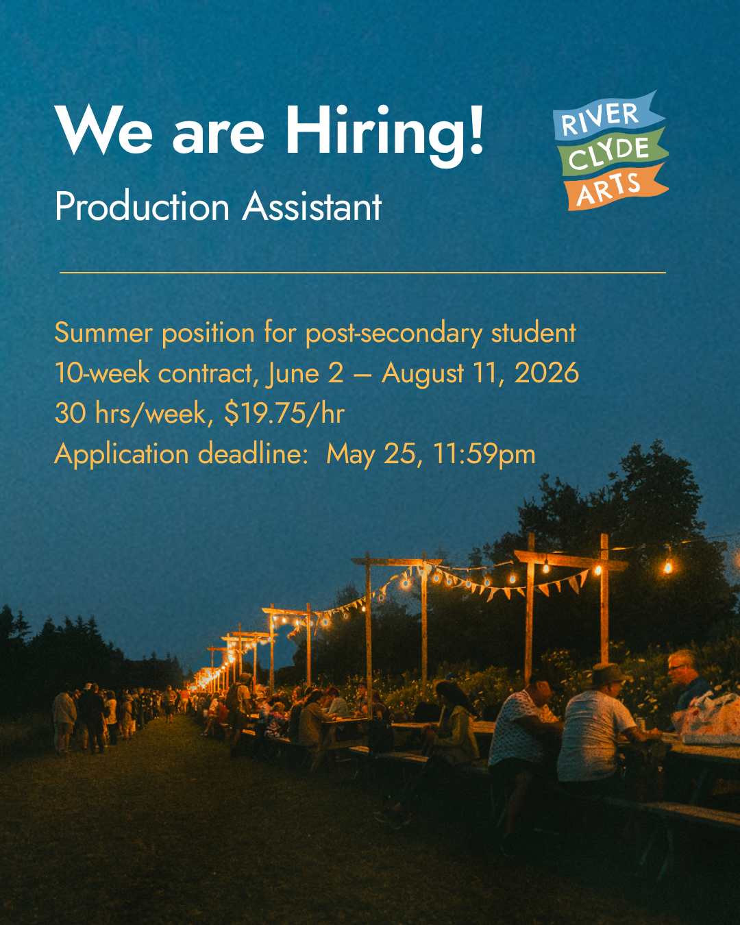 We're hiring a Production Assistant for the River Clyde Pageant 2026