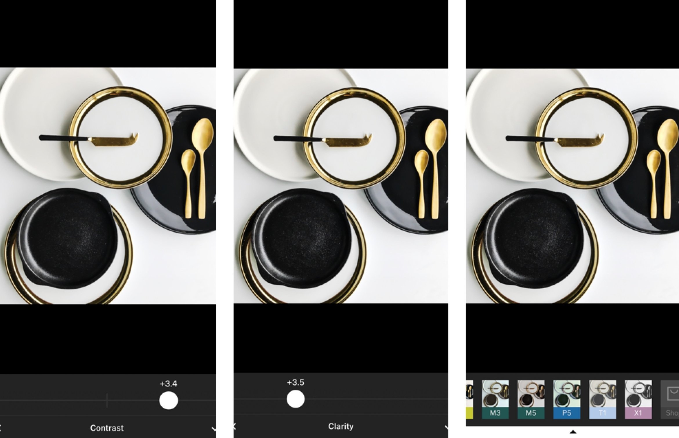 Pictured: Fine tuning the image and selecting a VSCO filter