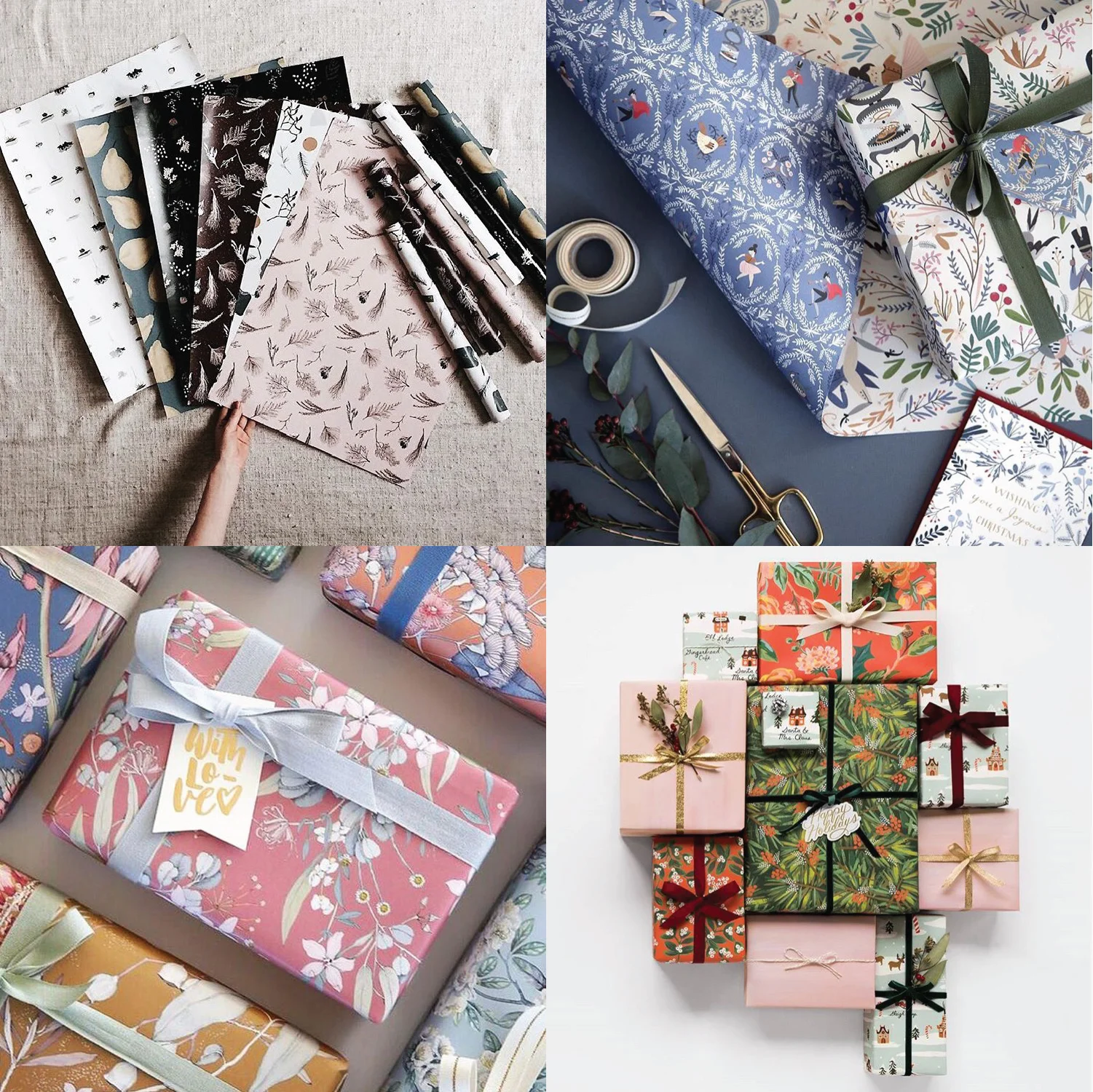 Images via Instagram clockwise from top left: @tinasosna @bespokepres @riflepaperco @bespokepress