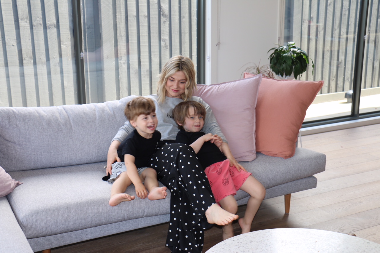 Bianca and her two sons in their Melbourne home