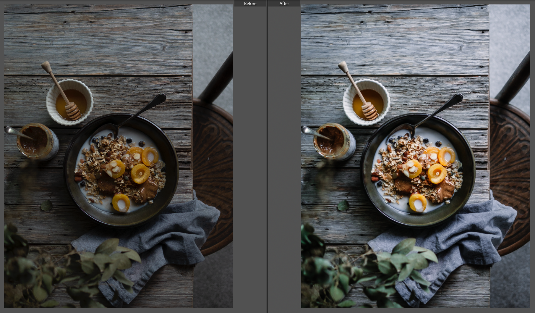The before and after image as shot by Christall