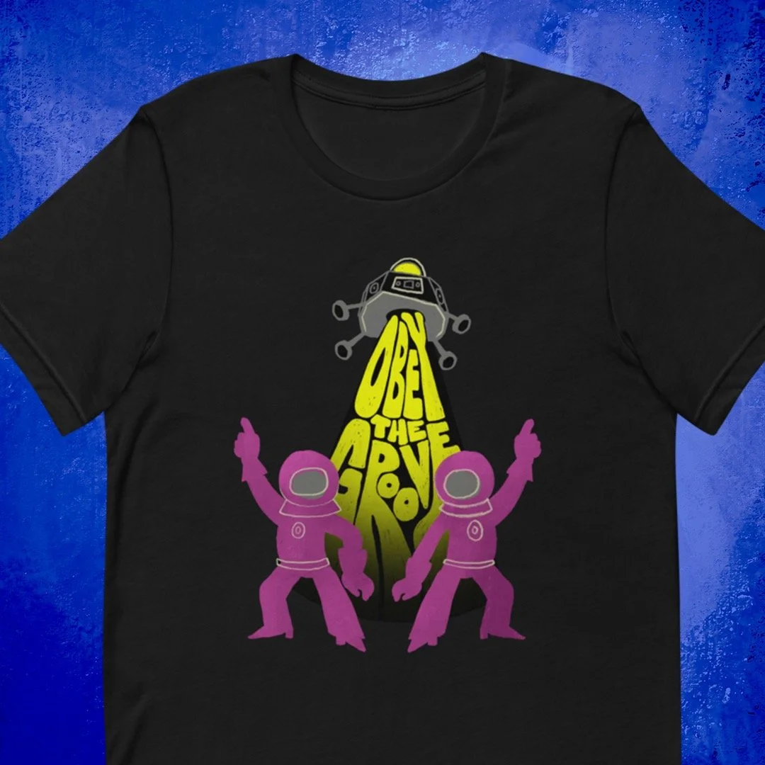 I designed a fun new Obey the Groove shirt, and the NMK Patreon voted on which design to go with. I'm pretty happy with how it turned out!

I'm going to be running a giveaway soon, where you can win one of these!