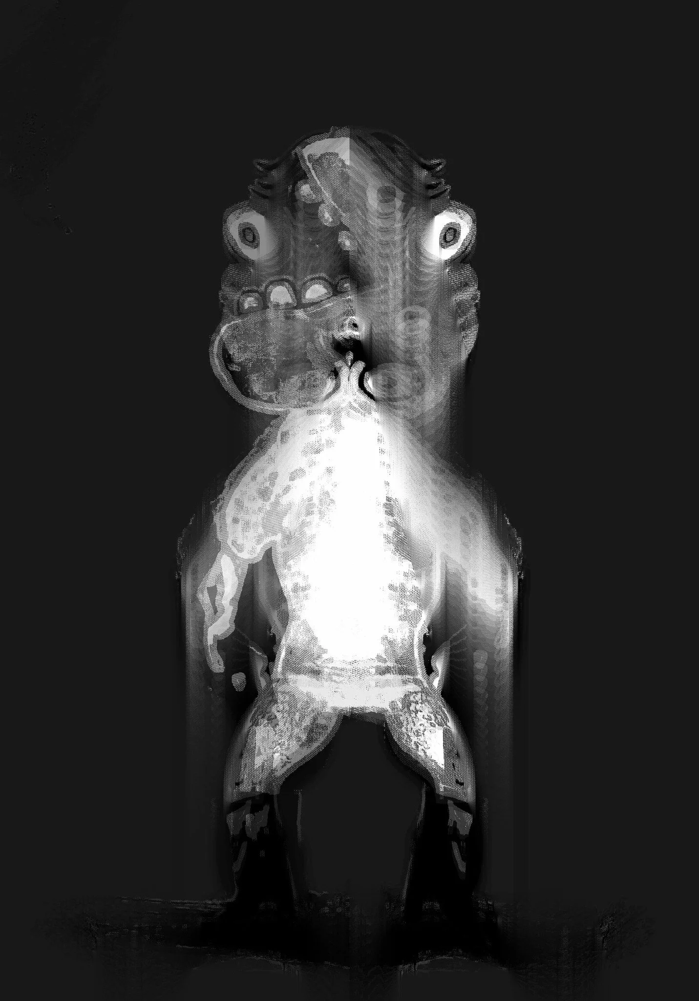 This illustration looks waaaay creepier in black and white!