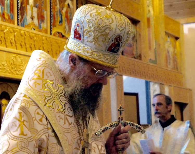 Archbishop Alexander at St. Mary Magdalene's consecration. Dn. John Manutes behind.