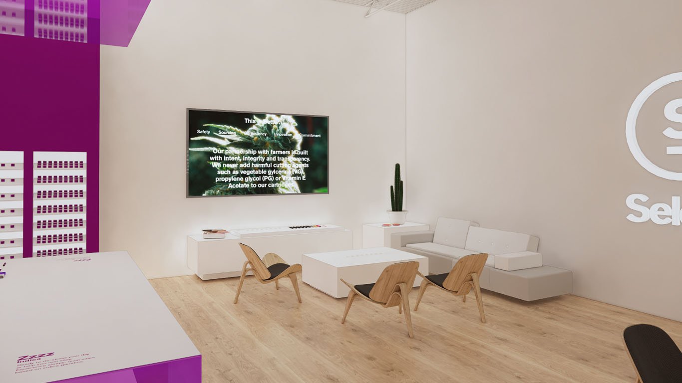 Open shopping concept, lounge and conversation area