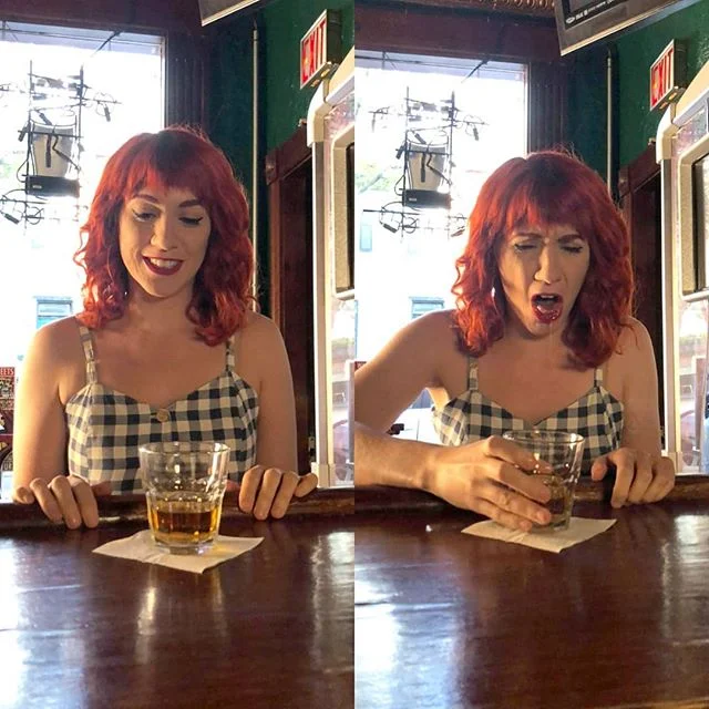 Galatea tastes whiskey for the first time... Cheers!