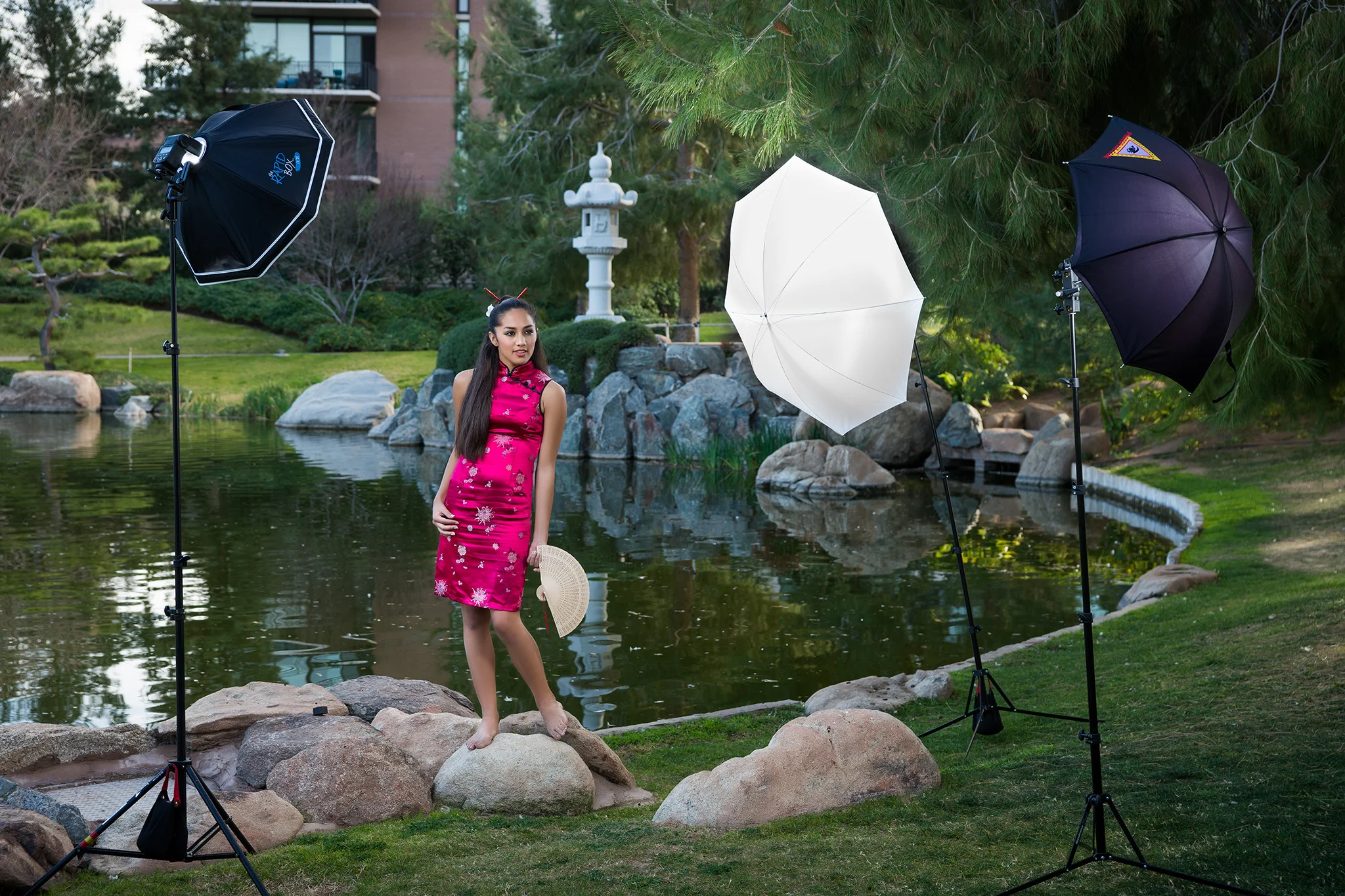Gabrielle Arcilla strikes up an alluring pose at the Japanese Friendship Garden in Phoenix, Arizona