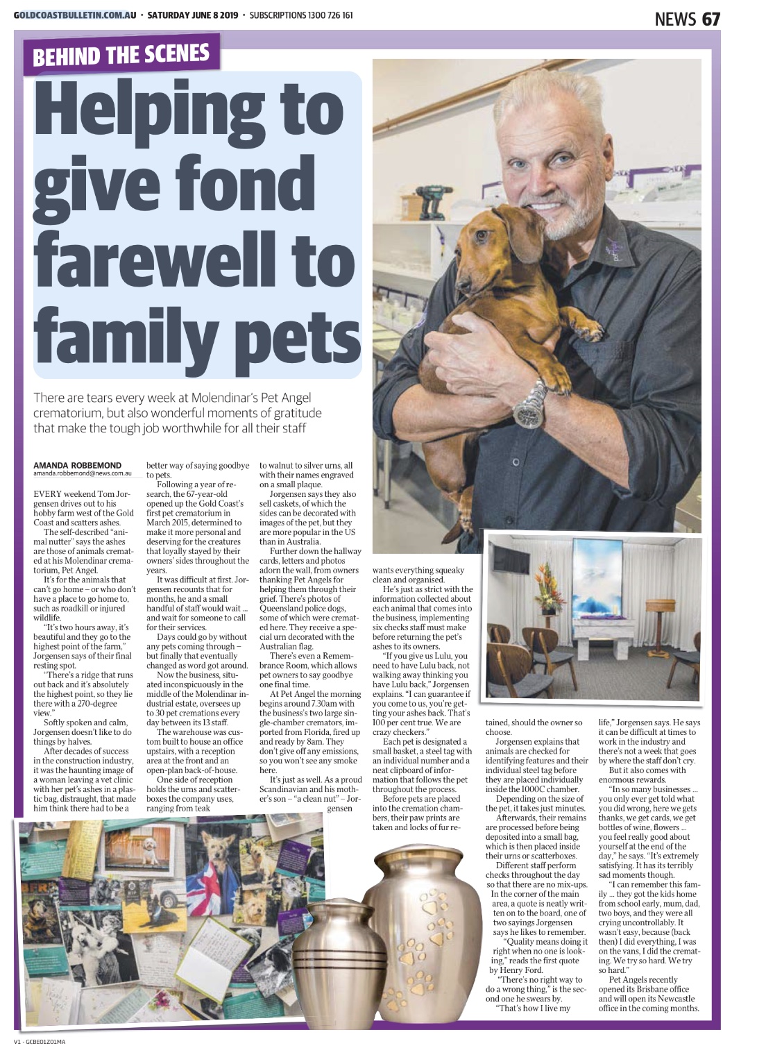 Pet Angel Funerals Gold Coast Bulletin