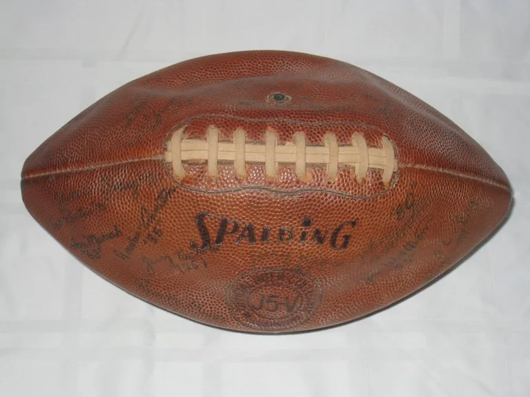1963 Texas A&M football from the game vs Texas.  Aggie WR Ronnie Carpenter retrieved the ball following the final controversial play. Signed by 18 A&M players. 