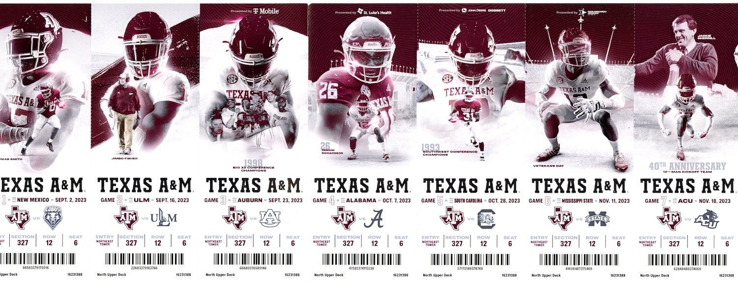 2023 Texas A&M season Ticket Sheet
