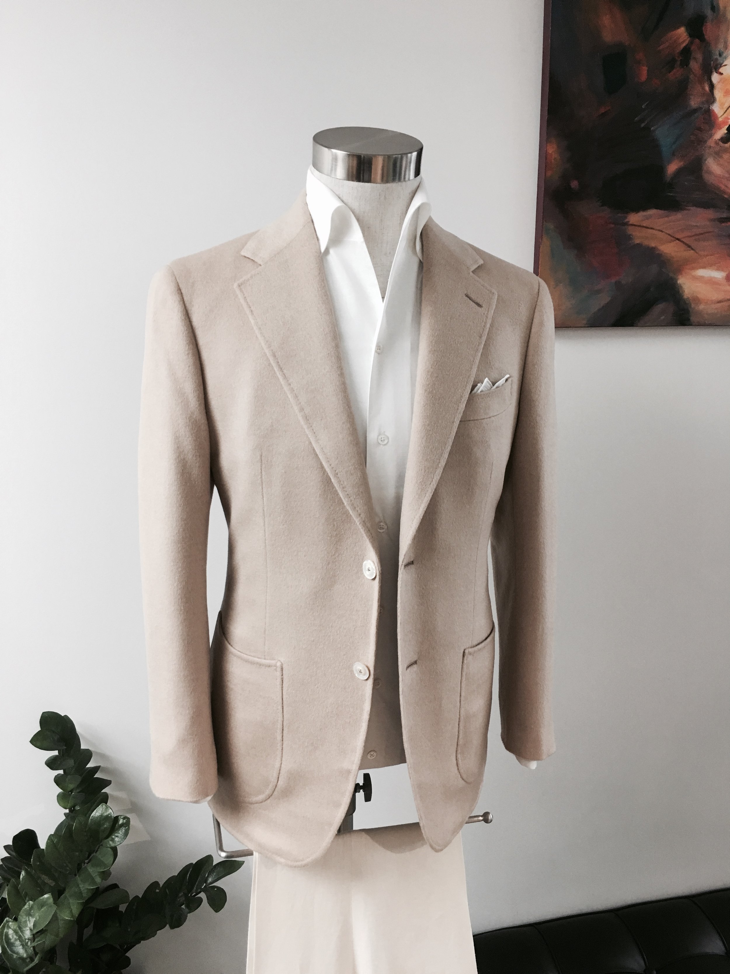 Seasonal Leisure Wear in Bactrian Baby Camel Hair. (Available at The Rake)Iconic Leisure Shirt in Swiss Cotton. (Available at The Rake)