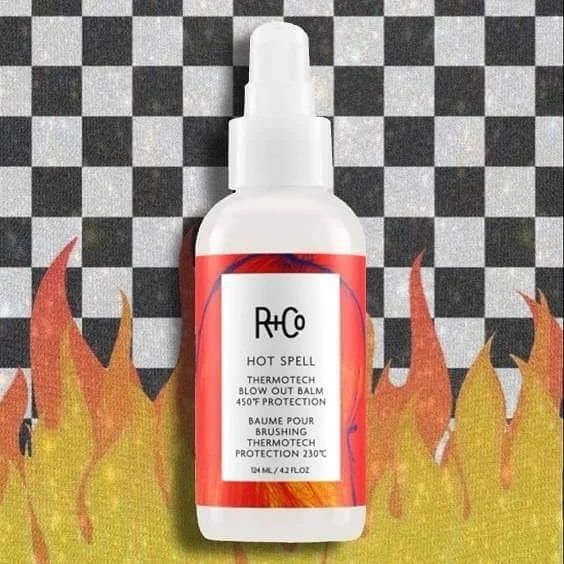 R+CO HOT SPELL THERMOTECH BLOW OUT BALM 

Hot spell is a straightening balm which makes blow drying a breeze! Taming unruly hair, stubborn curl patterns and fighting frizz, it creates a long lasting style! 

We definitely recommend this product in th