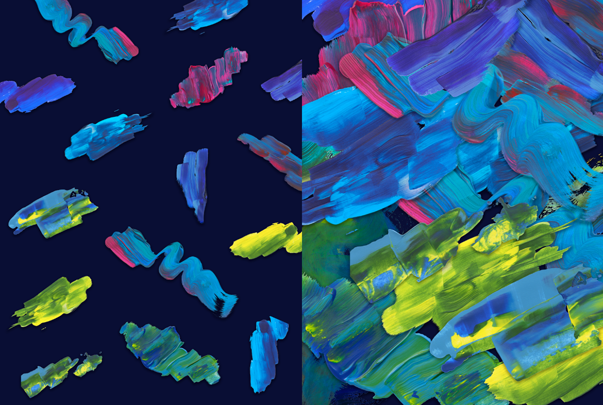 M: I tried to focus on the second part of the feedback; creating a pattern of brush strokes. The first one I named Order, the other Chaos. The next step was to try to make them work as posters and market material.