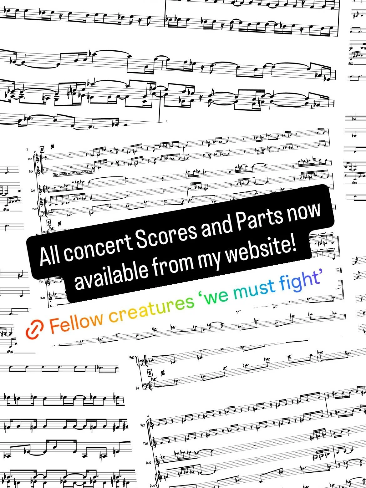All concert scores and concerts parts for &lsquo;We Must Fight&rsquo; are now available from my website. Thanks to 👑 Alex Hitchcock for the incredible arrangements! 🤍🖤💫