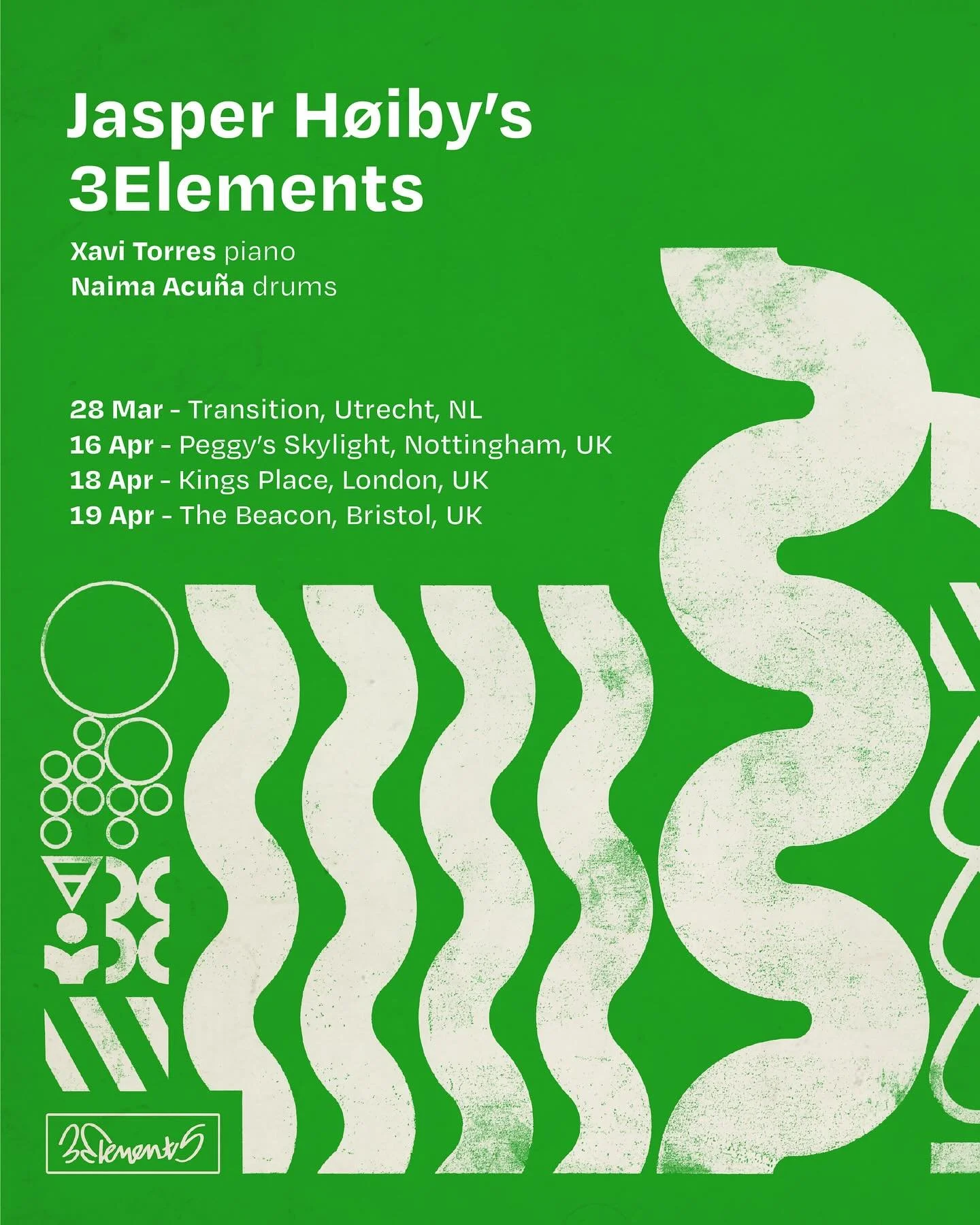 3ELEMENTS TOUR DATES🚨

March
28th-Transition Jazz Festival, Utrecht
April
16th-Peggy&rsquo;s Skylight Nottingham 
18th-Kings Place (London Launch in the round)
19th-Bristol Beacon

Psyched to be playing these dates with the one and only @xavitorresm