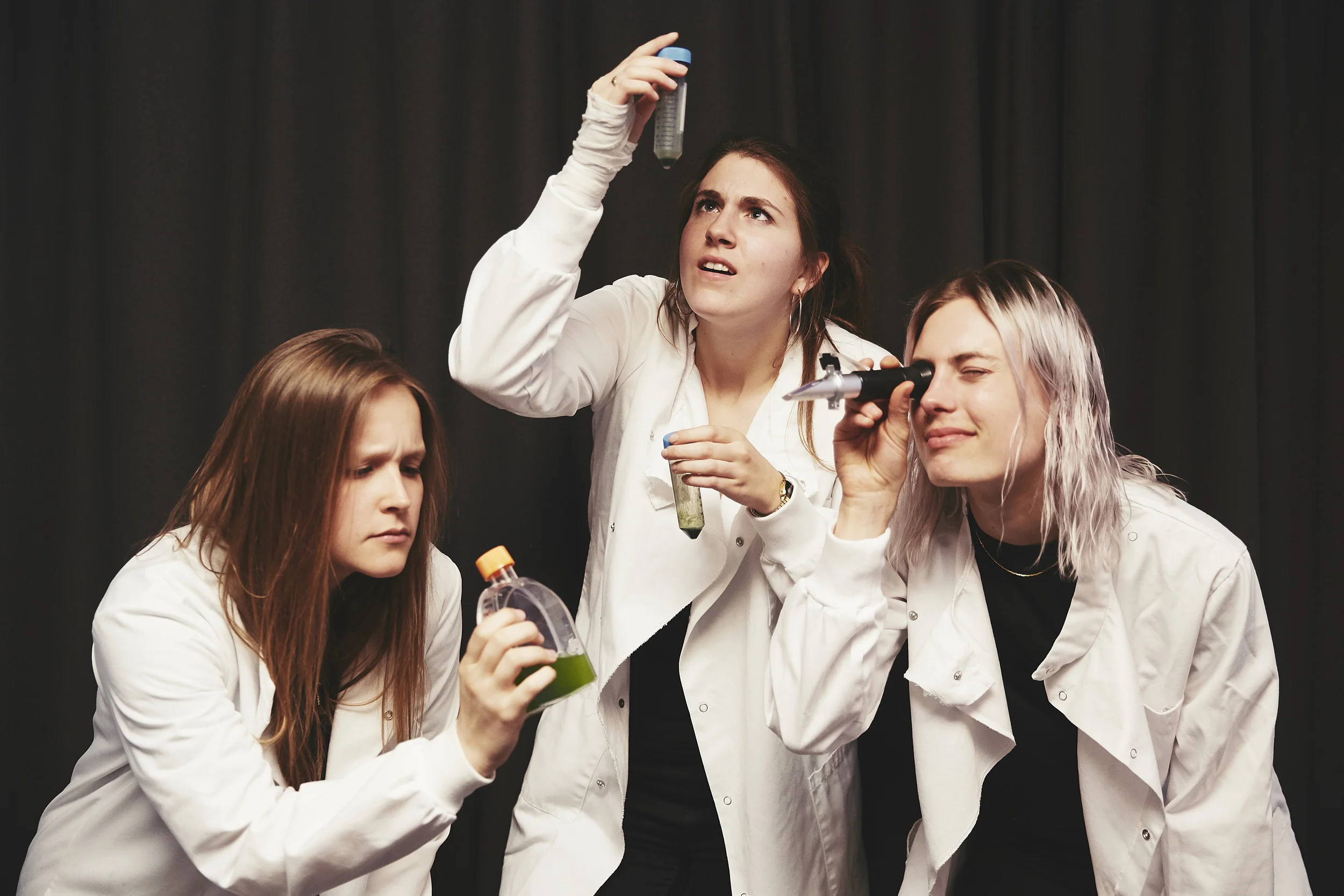 Phoebe, Sophie and Aspen professing their love of science. Photo by Joe Sarah.