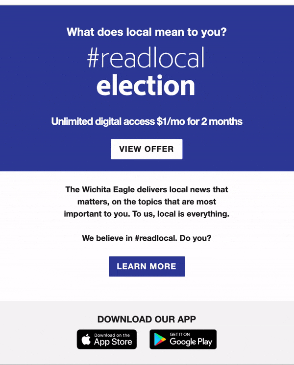 Email to Top Markets (links to campaign landing page) 