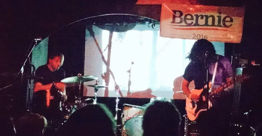 Peter Bartash (left) and Socrates Cruz (right) of Killer Cortez performing at a Boston for Bernie Sanders Benefit Show - The Middle East, Cambridge MA 7/2/15