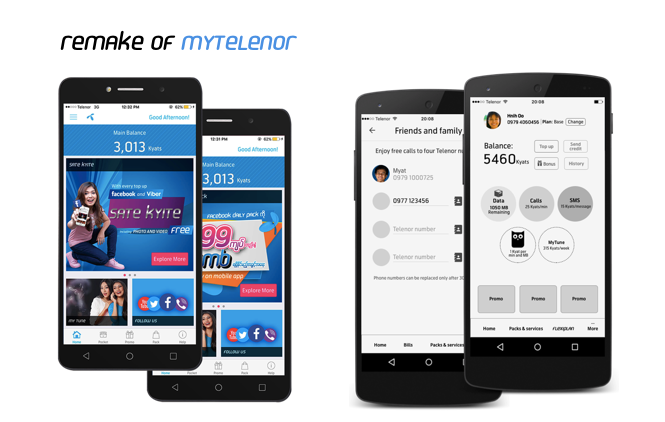 The flagship app "MyTelenor" has 400 000 users in Myanmar.&nbsp;&nbsp;I executed extensive user interviews and tests as well as produced wireframes for upcoming launches of the app. 