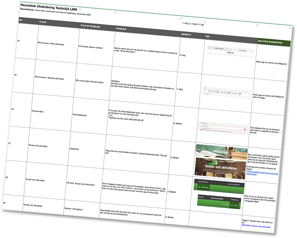  During the UX review I documented all “problems” in the UI and developed concrete recommendations on how to solve the issues. I delivered a large matrix with all information to the client. 