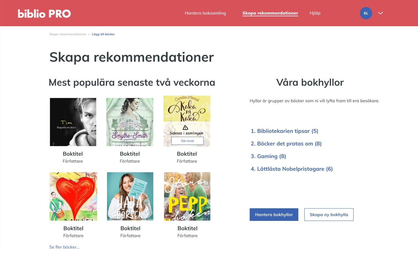  We delivered a prototype of  “Book shelves”, a system for assisting libriarians to handle E-media behind the scenes. Since our delivery, Axiell has fine-tuned the system further. The final version will be launched during the Spring 2023.  Explore th