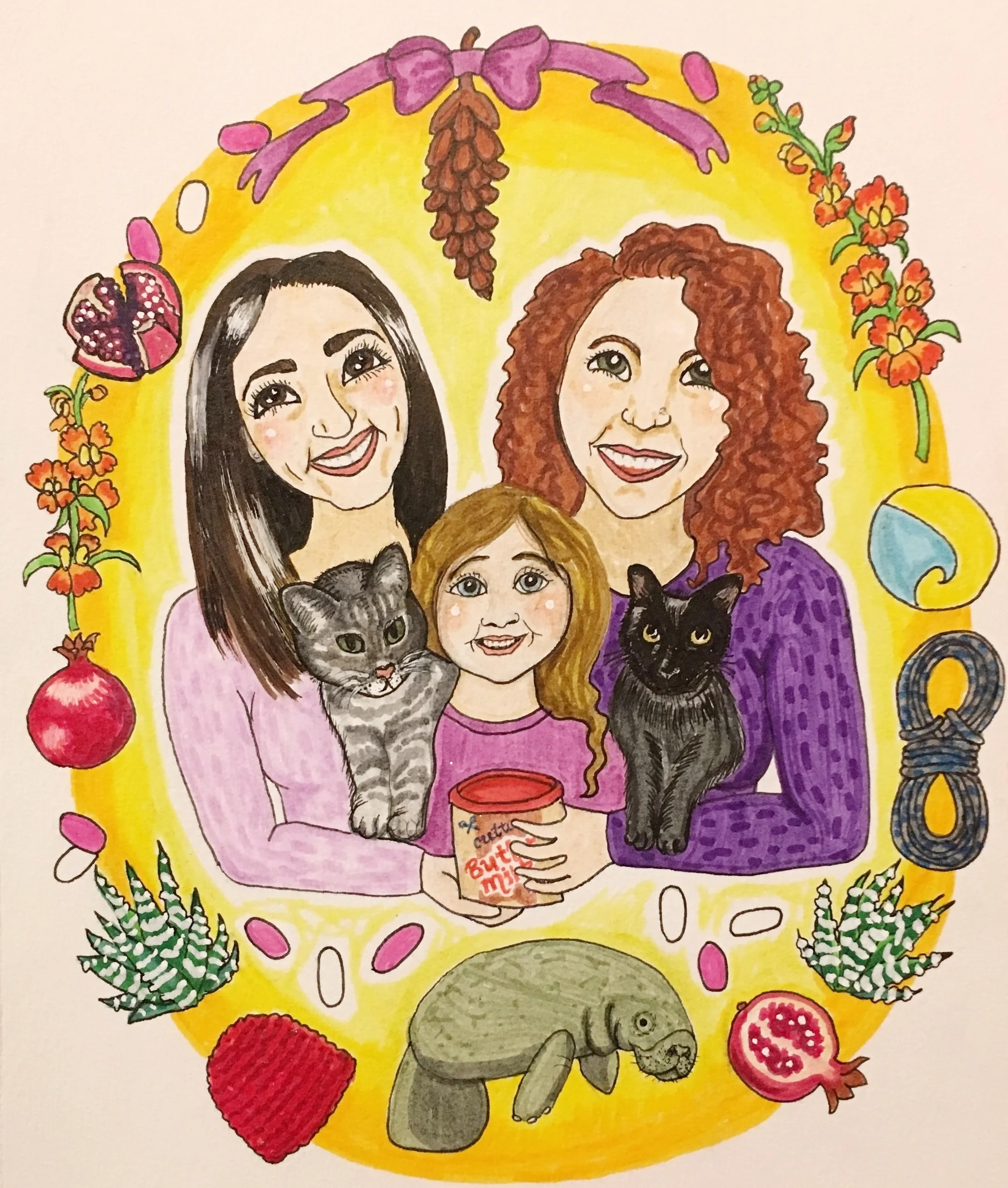 Family portrait with Inside Jokes (2018) Marker on paper
