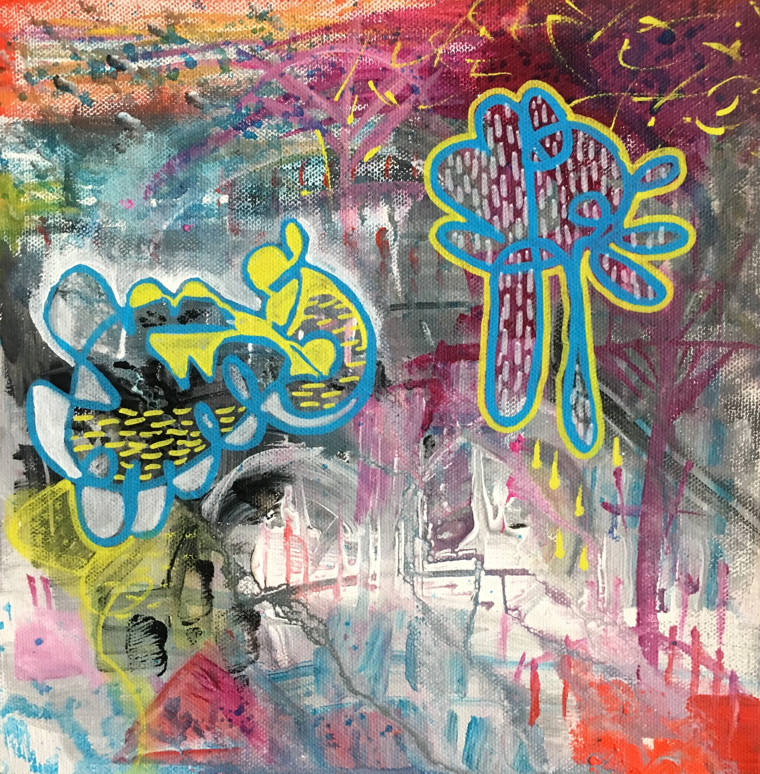 I want you to feel what i feel / lord guide my hand (2019) acrylic on canvas 12" x 12" $60