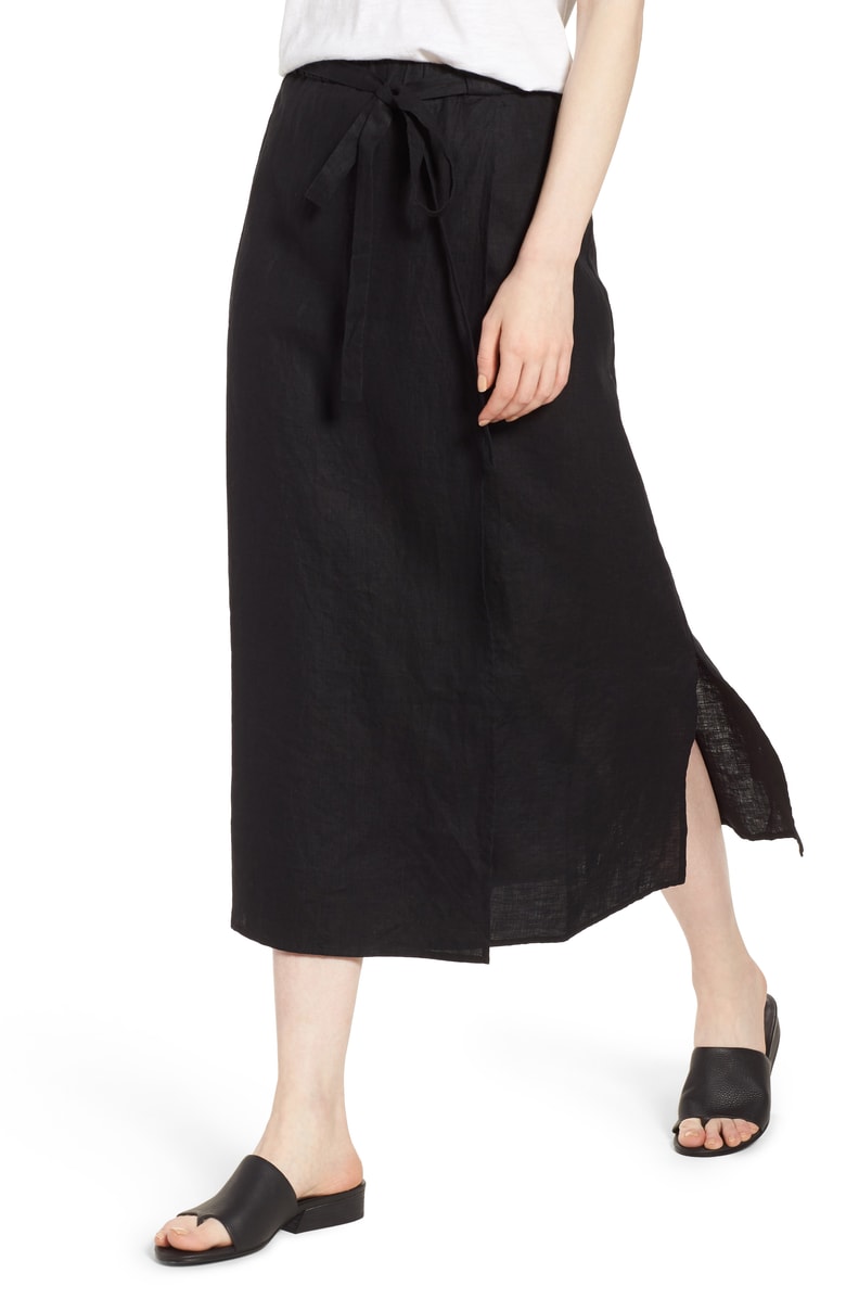 Eileen Fisher Faux Wrap Organic Linen skirt.jpg