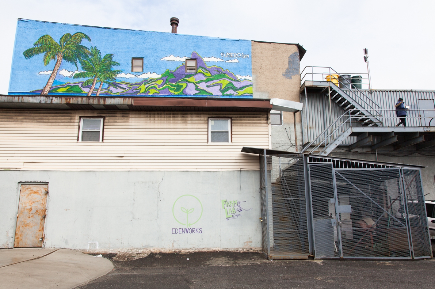 Outside of Edenworks. We love the graffiti and liveliness of Bushwick's art.