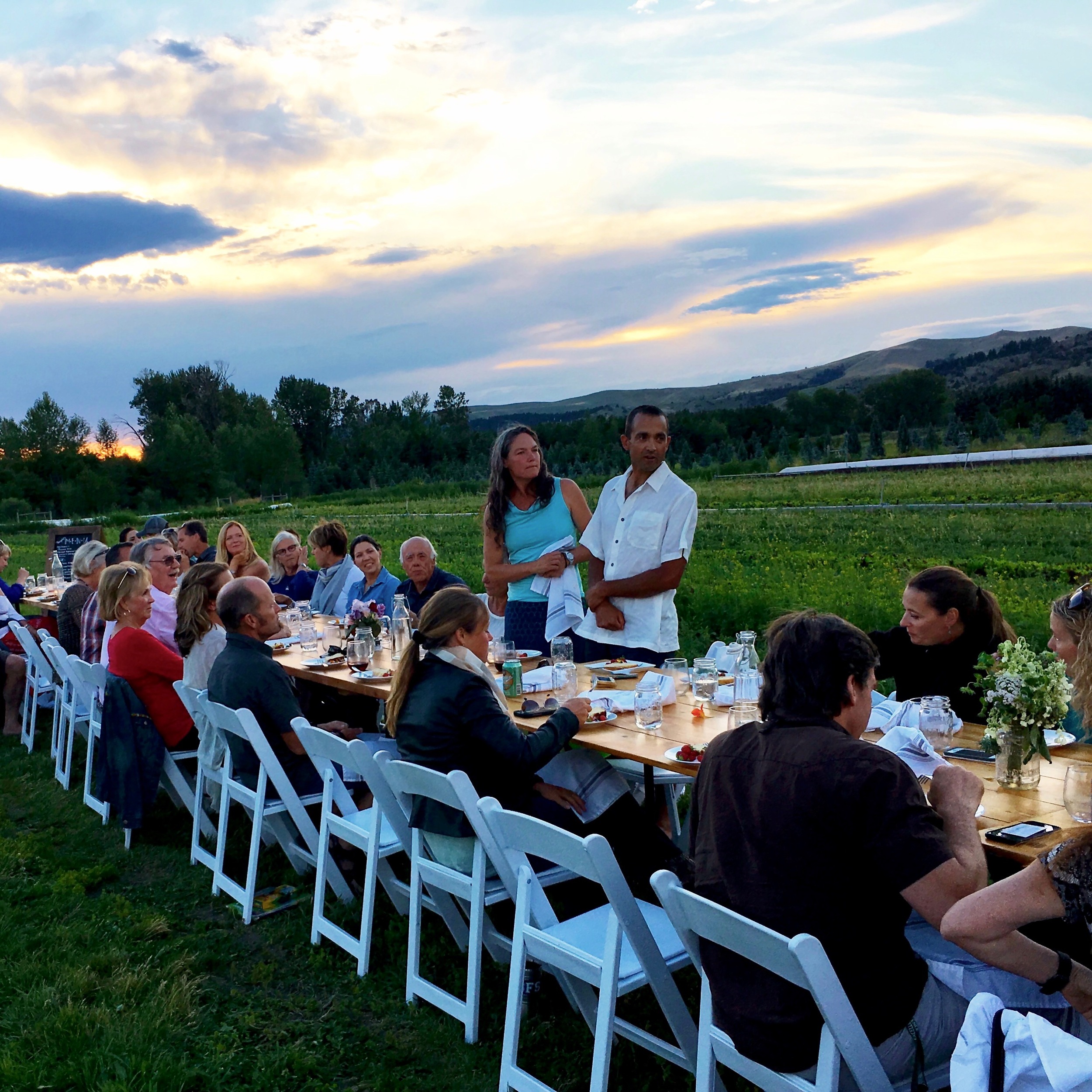 This is Farm-to-Table the real deal. Last night we enjoyed a SeasonalMontana Farm-to-Table dinner at Gallatin Valley Botanical Farm prepared by chef Melissa Harrison. We've been attending Melissa's farm dinners since she started five years ago. What a delicious and friendly way to spend a lovely summer evening. Thank you, Melissa, for all your effort and hard work. It is appreciated.