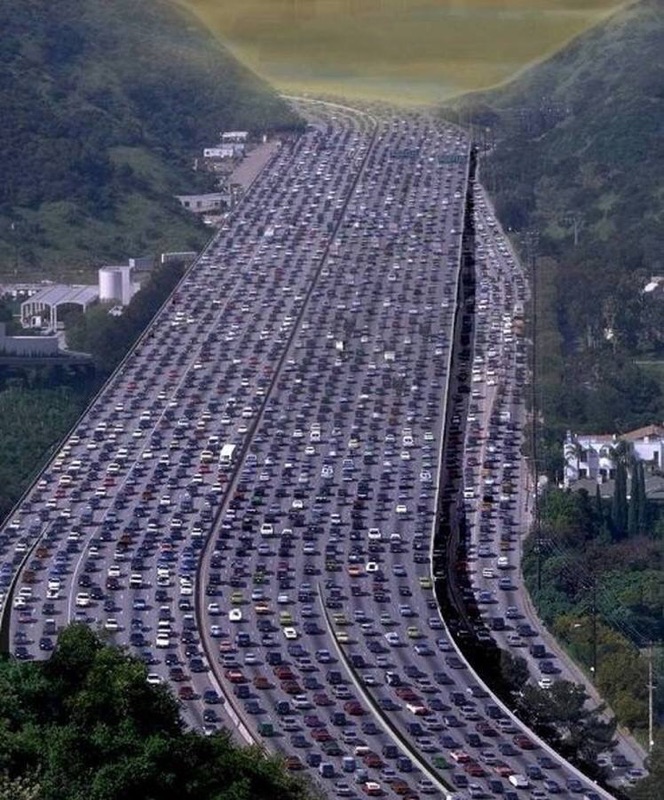 The 405 on a typical day in LA traffic.