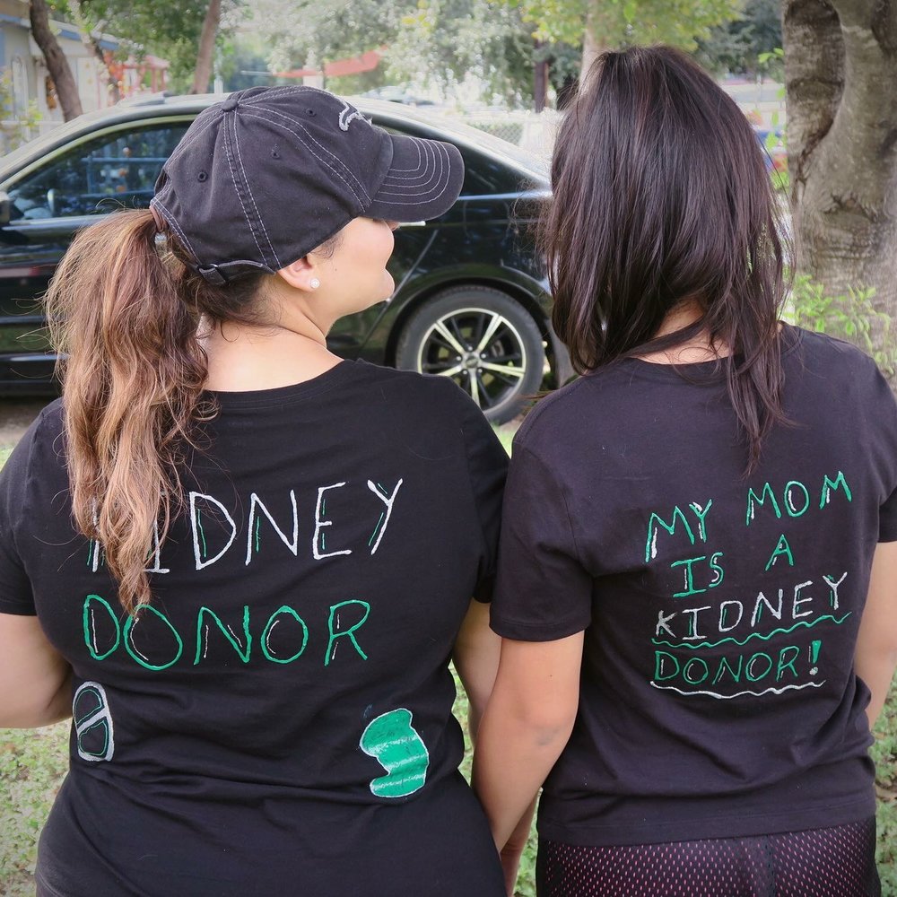 Me and one of my teenagers sporting the t-shirts we made for the Kidney Walk. 4 months post surgery.