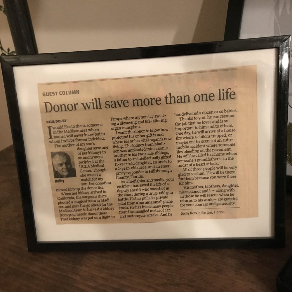  The article Hayley's recipient's dad wrote. 