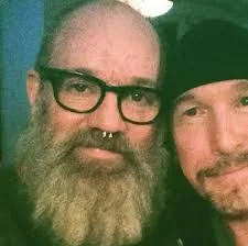 Early Stipe Cthulhu beard (it has grown) here with "The Edge" or U2