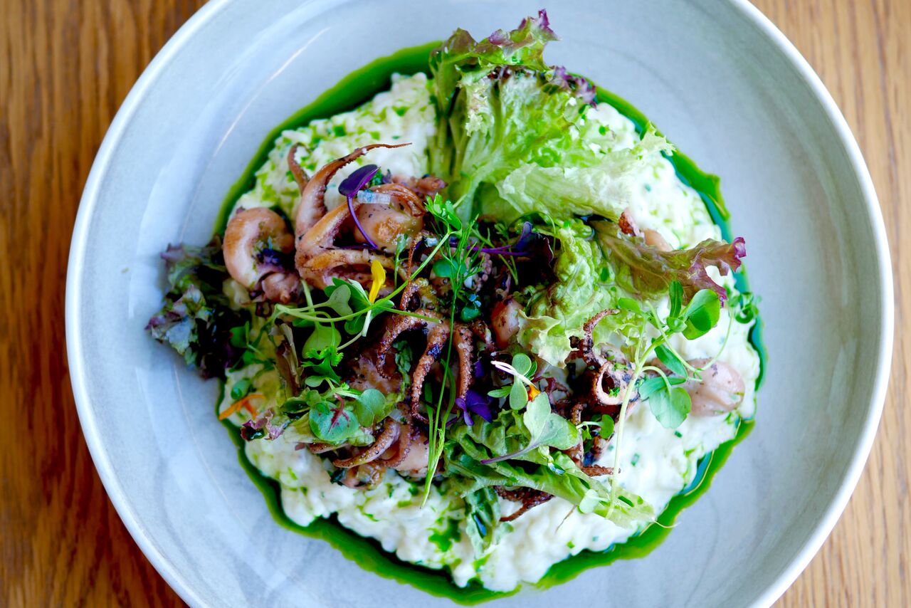 KAHEKSAJALG JA RISOTO VÄRSKETE ÜRTIDEGA. VAHEMERI 13€ Meeldivalt kreemine ja väga täitev roog, kuid risoto oli veidi mage või igatsesime taga mingit pisikest kübet hapukust. Kaheksajalad olid aga hästi valmistatud.