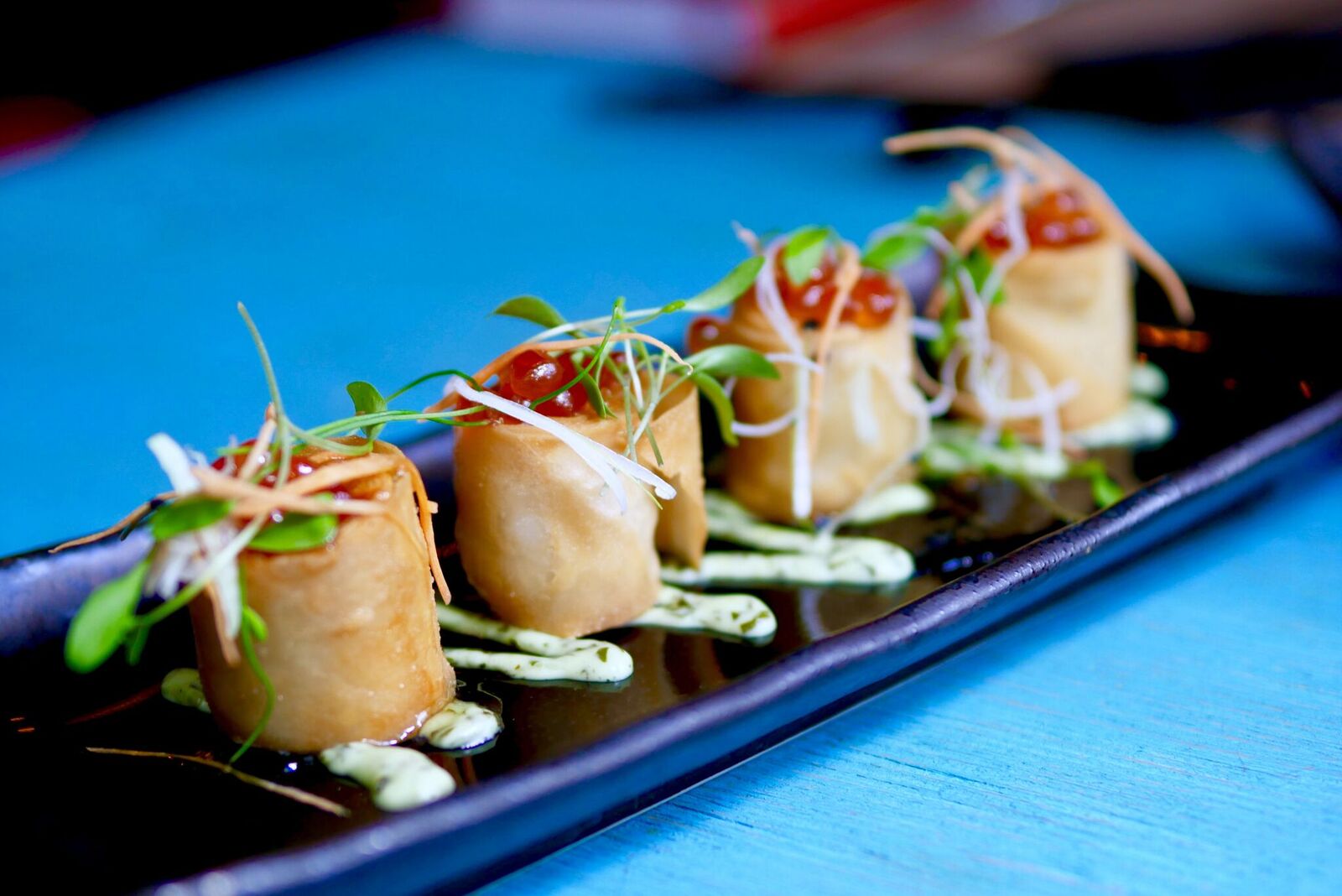 Hanoi rullid Ülimalt maitsev kalmaari-kreveti täidis krõbeda taignarulli sees. Kes suudaks kätt ette panna? Peal veel lisaahvatluseks XL- suuruses kalamari. SOOVITAME VÄGA!