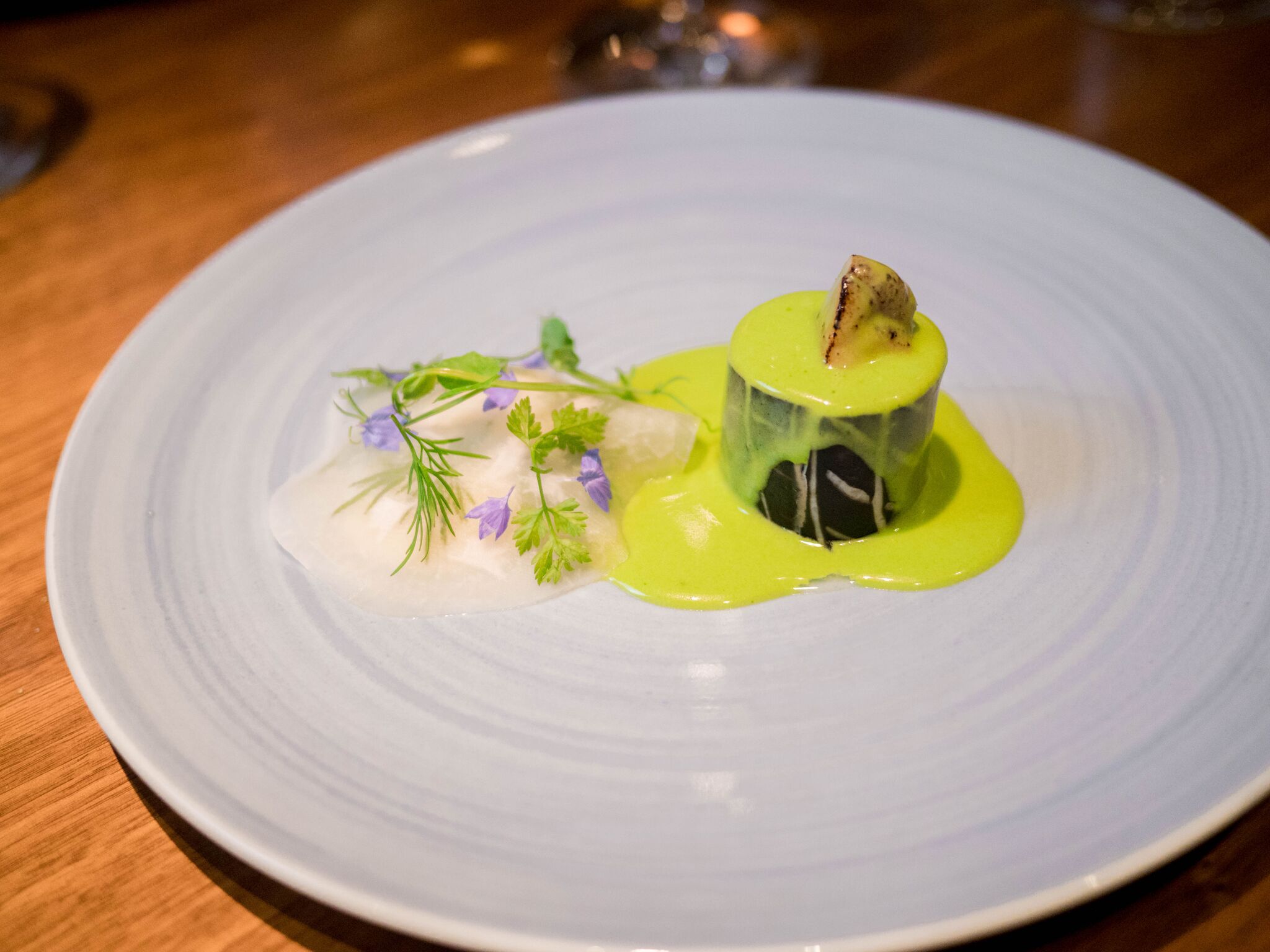 .... Koha, tursamaks, vadakunott .. Pike perch, cod liver, whey sauce ....